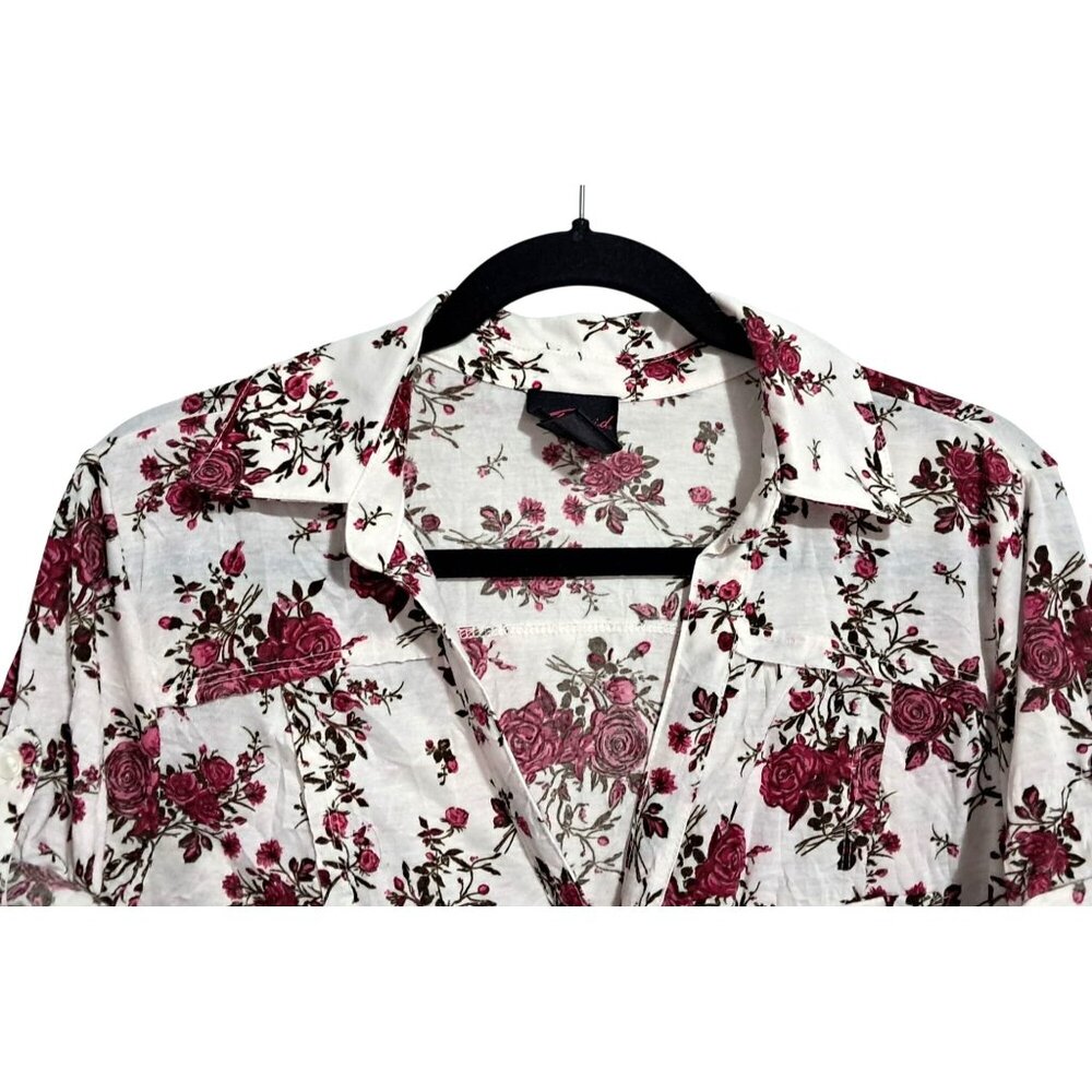 Torrid Top Womens Size 0 (12) Rose Floral Button Up Blouse Boho Whimsy - Picture 5 of 10